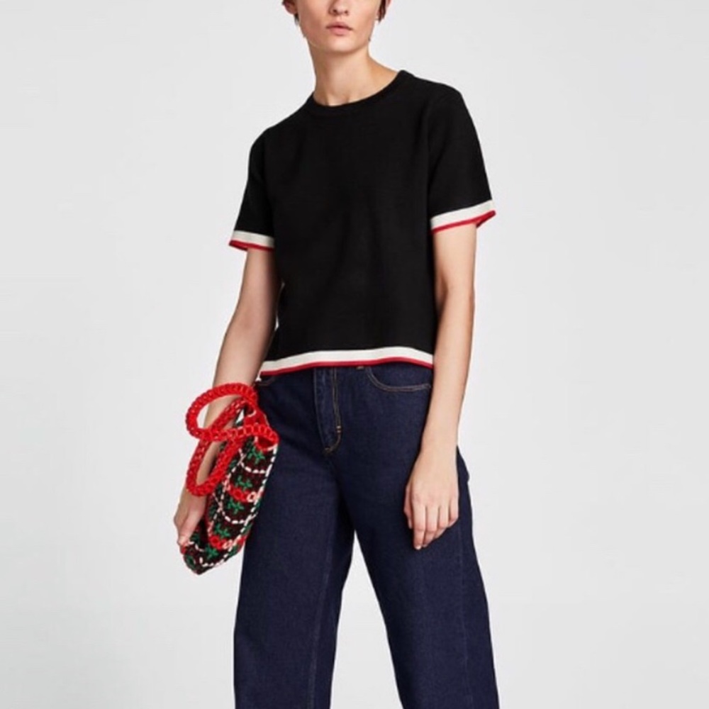 Zara Knit Crew Neck Short Sleeve Top - Picture 2 of 7